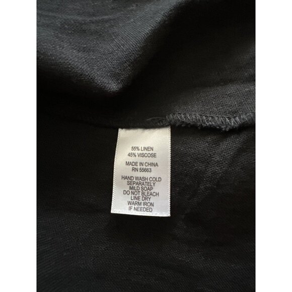 For Cynthia Dress Black Linen Viscose Blend Button Front Asymmetrical Medium - Picture 6 of 6